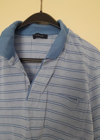 Düğmeli Mavi Erkek Polo Tişört - Görsel 2