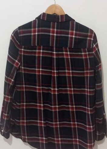 Colins Kırmızı Lacivert Kareli Oversize Gömlek  - Görsel 2