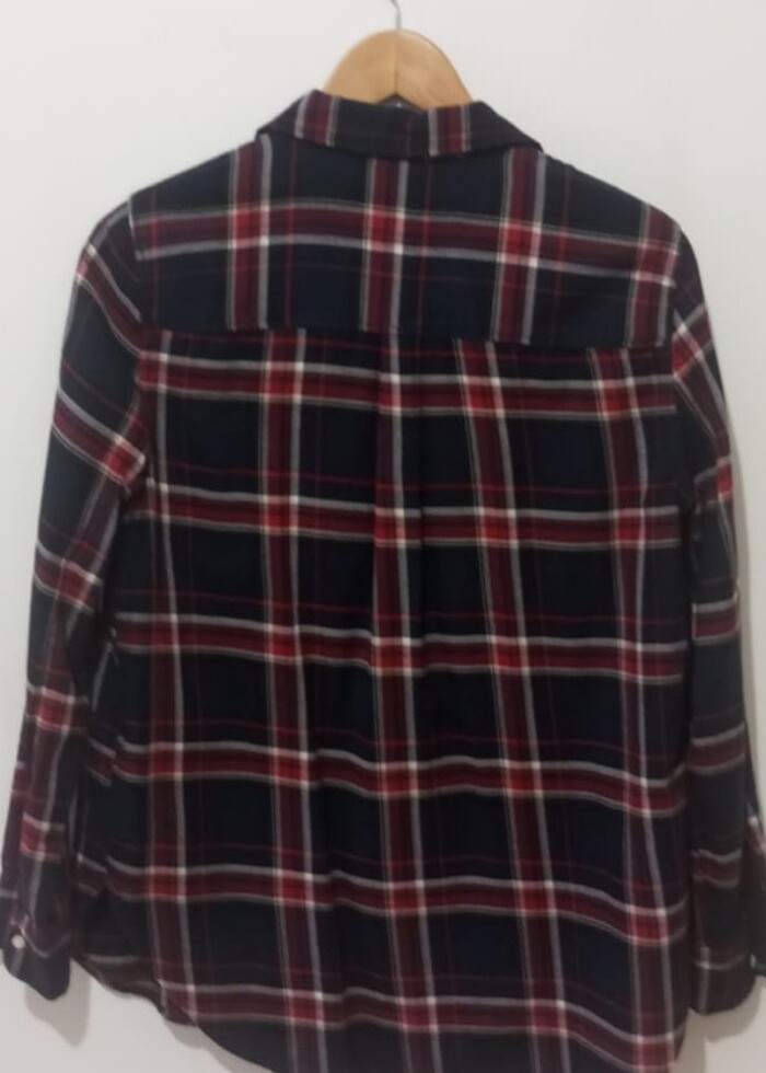 Colins Kırmızı Lacivert Kareli Oversize Gömlek  - Görsel 2