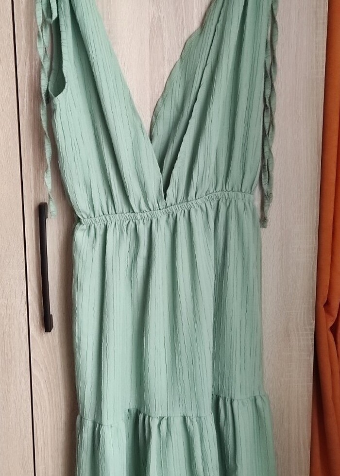 Trendyomilla Su Yeşili Plaj Elbisesi - Görsel 3