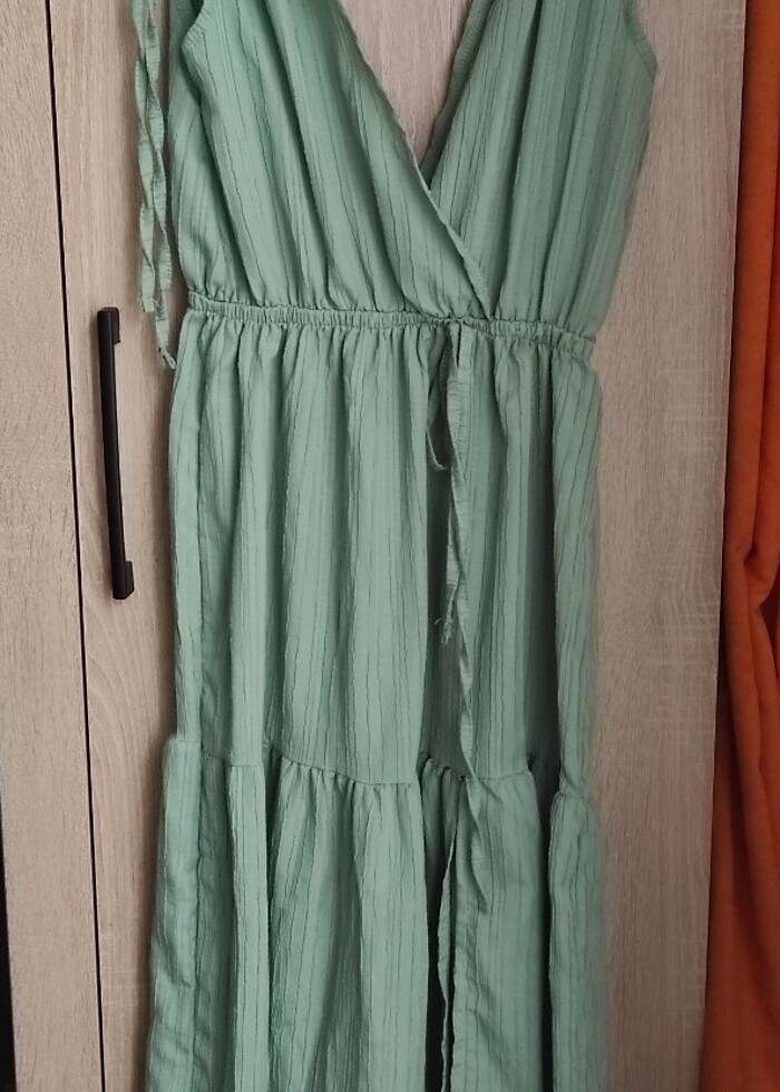 Trendyomilla Su Yeşili Plaj Elbisesi - Görsel 2