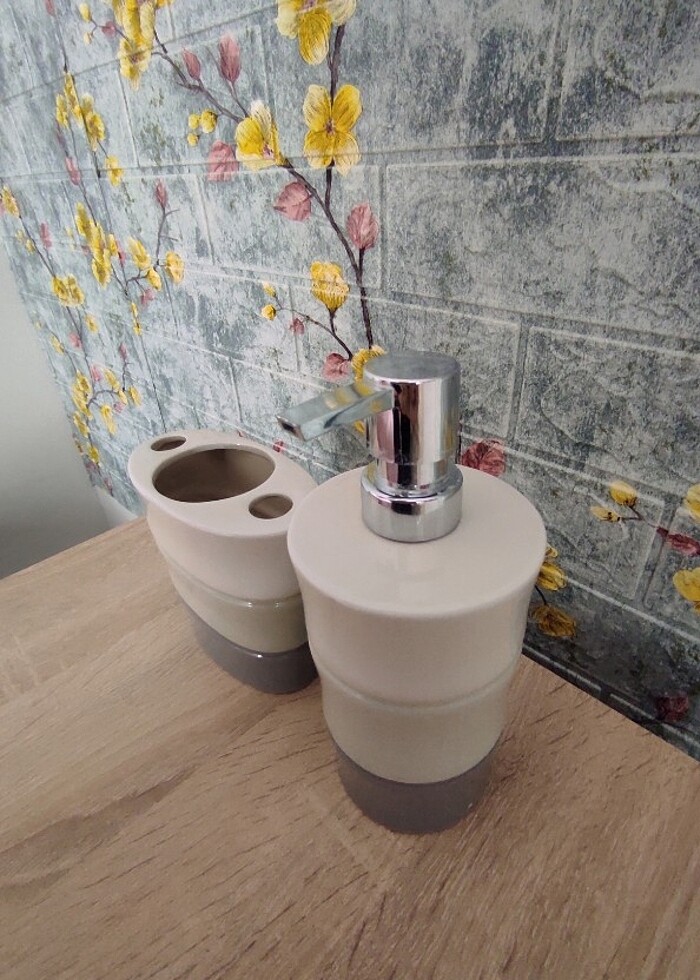 Seramik Banyo Seti Diş Fırçalık ve Sabunluk - Görsel 4