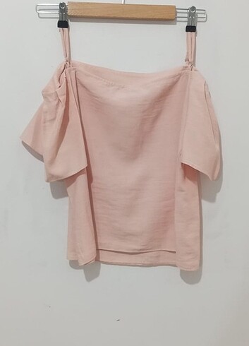ADL Açık Pembe Düşük Omuzlu Askılı Bluz