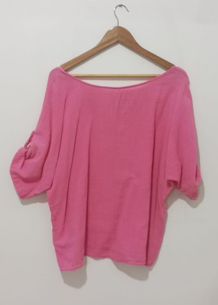 Pembe Keten Bluz - Görsel 2