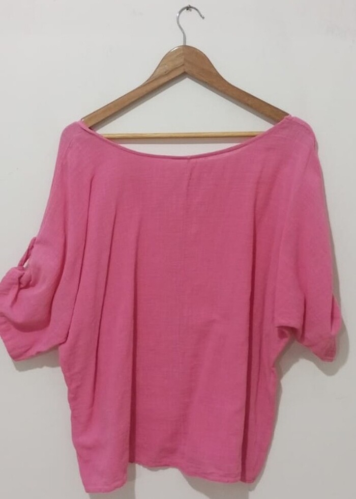 Pembe Keten Bluz - Görsel 3