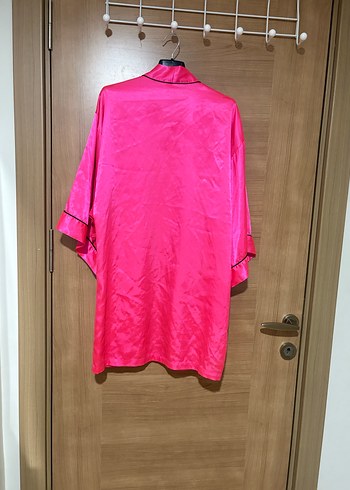 Parlak Pembe Uzun Kadın Sabahlık - Görsel 4