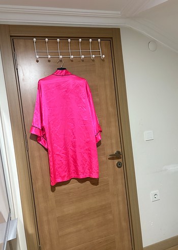 Parlak Pembe Uzun Kadın Sabahlık - Görsel 10