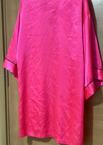 Parlak Pembe Uzun Kadın Sabahlık - Görsel 8