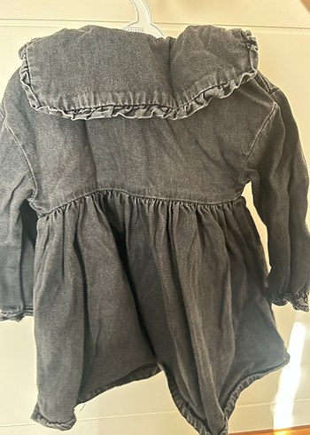 Kız Çocuk Gri Denim Düğmeli Elbise - Görsel 3