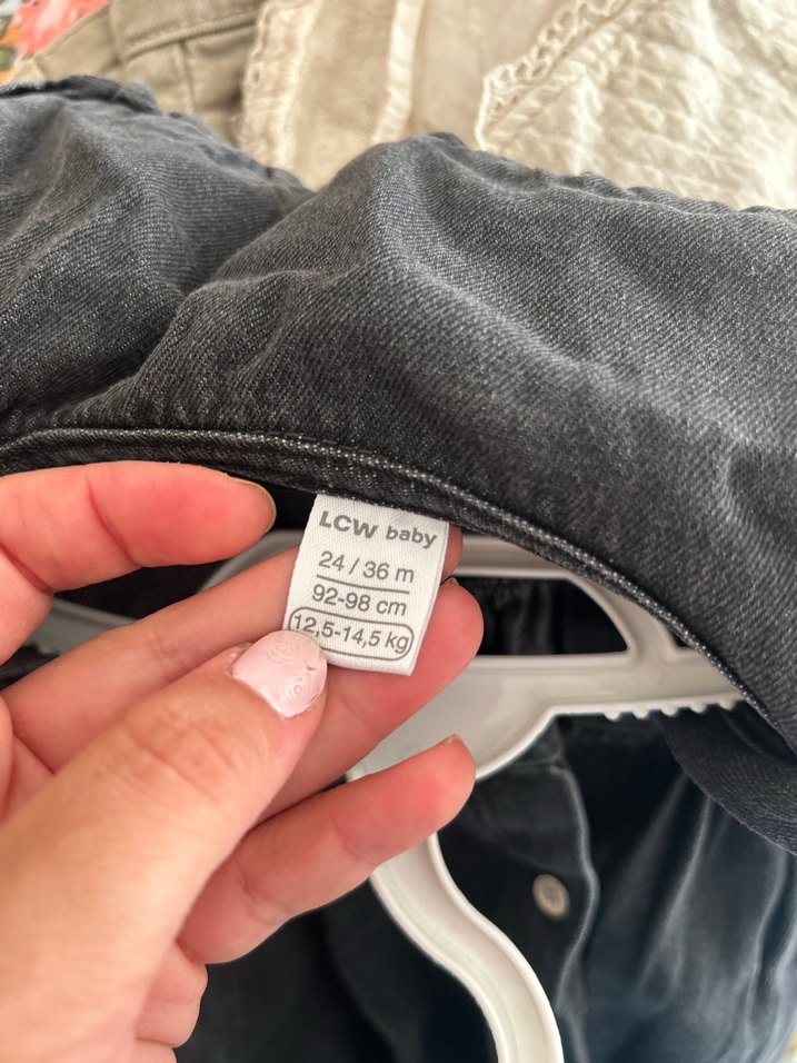 Kız Çocuk Gri Denim Düğmeli Elbise - Görsel 4