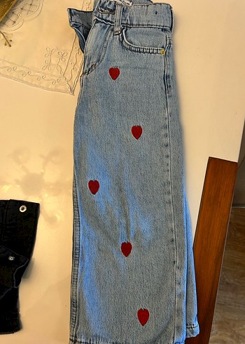 Nakışlı Bol Kesim Midi Kot Pantolon - Görsel 2