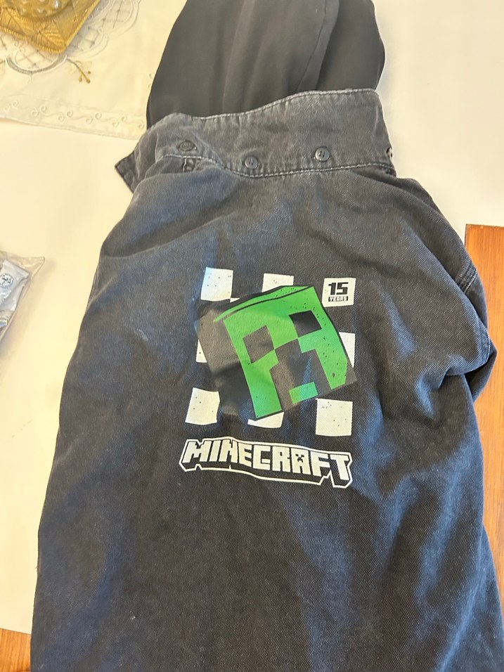 Erkek çocuk siyah  Minecraft Denim Ceket Fermuarlı - Görsel 4