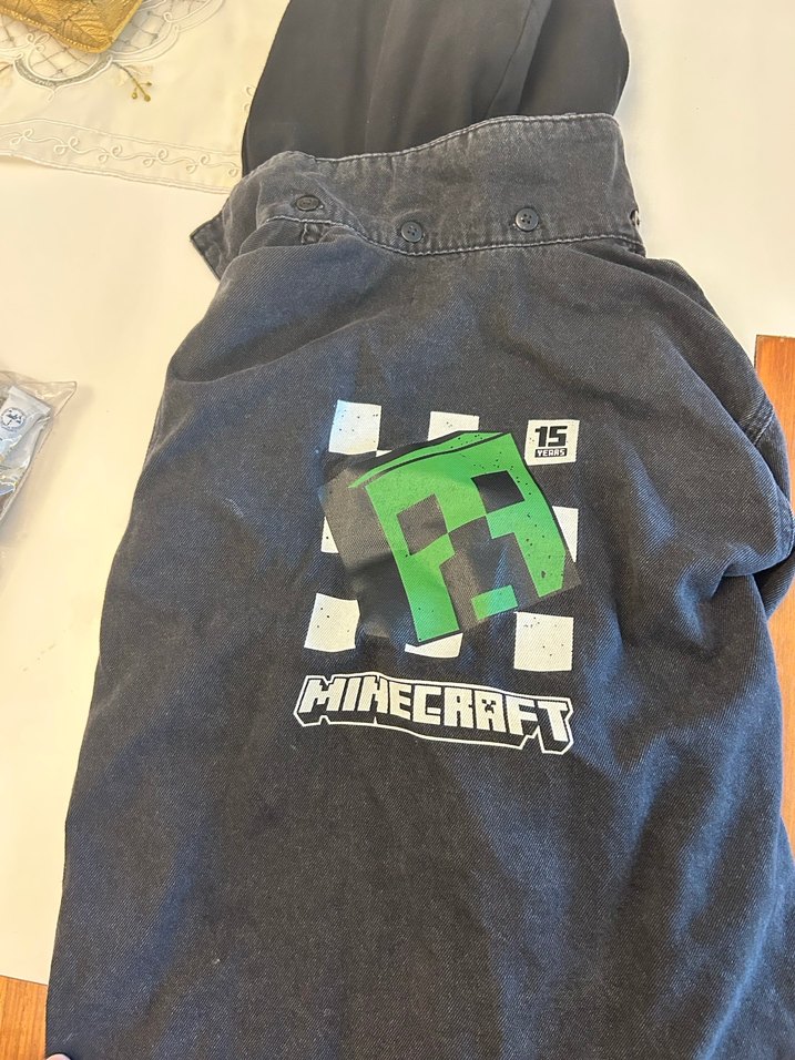 Erkek çocuk siyah  Minecraft Denim Ceket Fermuarlı - Görsel 2