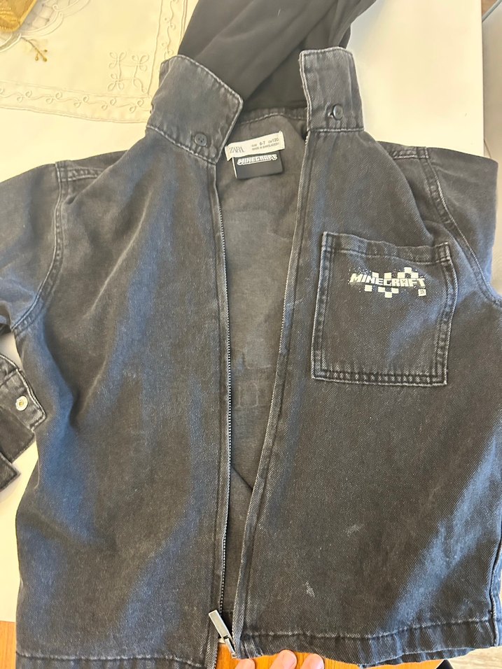 Erkek çocuk siyah  Minecraft Denim Ceket Fermuarlı - Görsel 3
