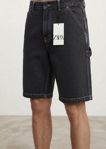 Zara Siyah Denim Sort