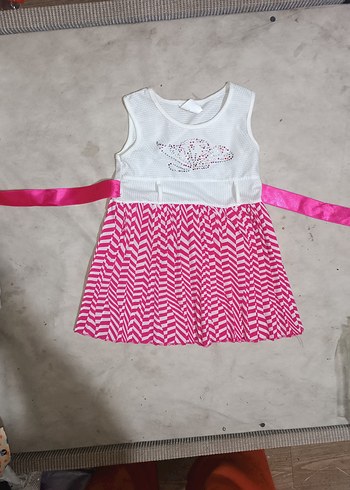 24-36 Ay Beden Diger Kız Çocuk Pembe Fiyonklu Elbise