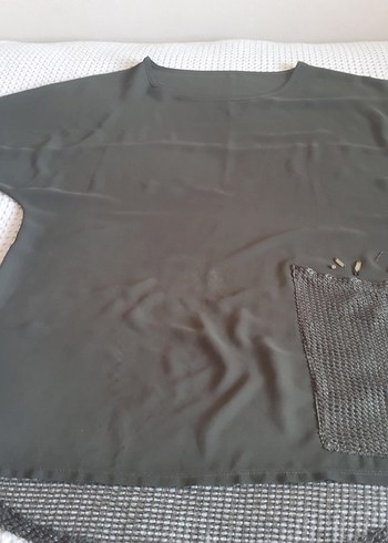 50 Beden haki yeşil Örme Detaylı Kadın Bluz