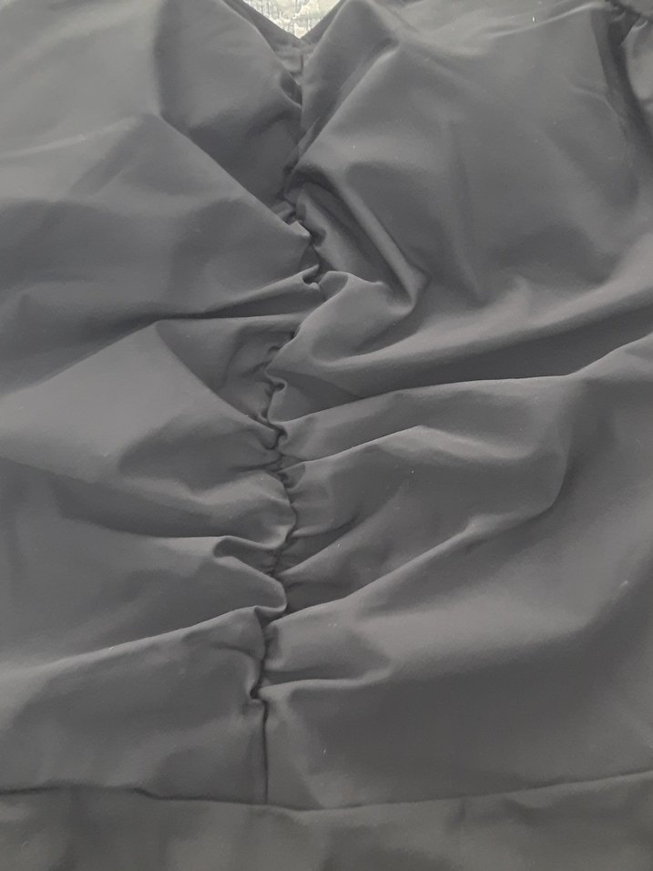 Drapeli Siyah Strappy Kadın Mayo - Görsel 2