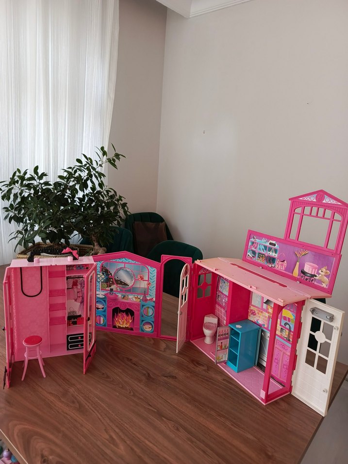 Barbie Pembe Renkli Oyuncak Ev Seti - Görsel 3