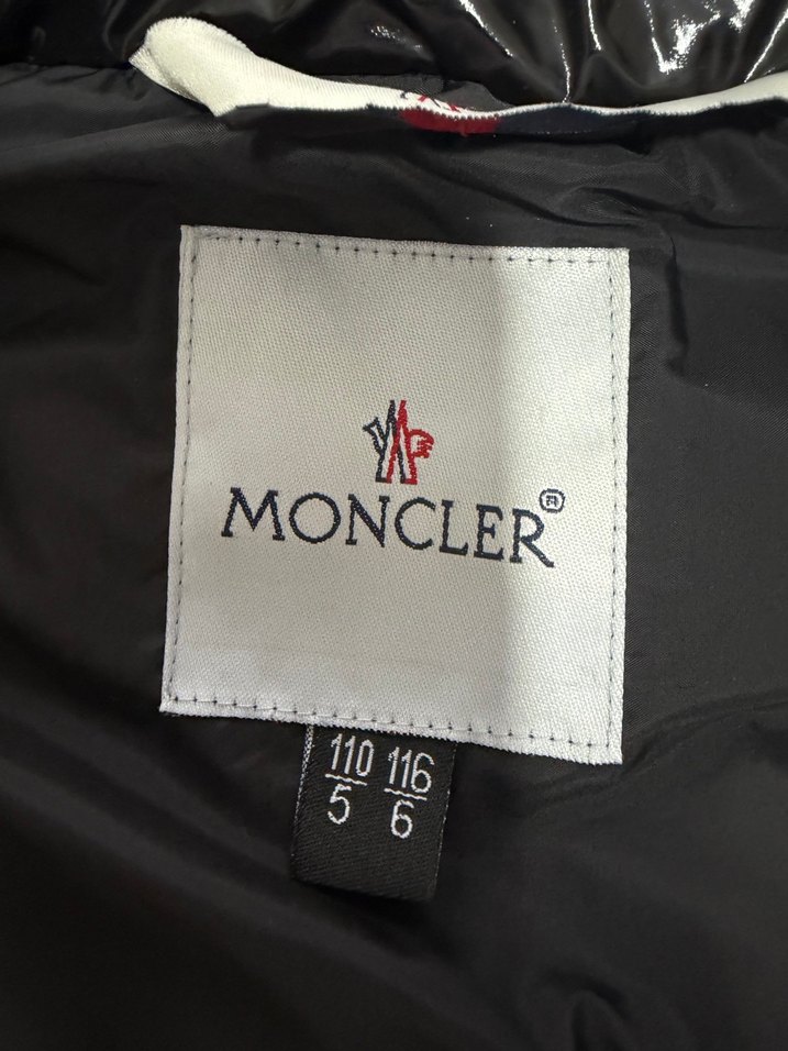Orijinal Parlak Siyah Moncler çocuk Mont - Görsel 5