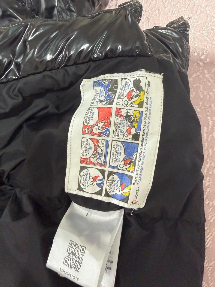 Orijinal Parlak Siyah Moncler çocuk Mont - Görsel 3