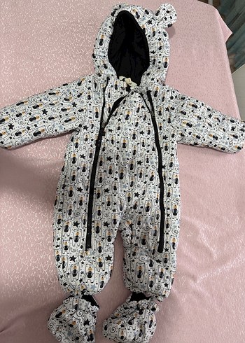 E Bebek Marka Gri Baskılı Bebek Kayak Tulumu - Görsel 2