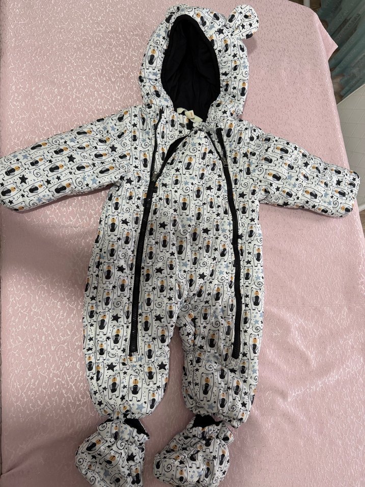 E Bebek Marka Gri Baskılı Bebek Kayak Tulumu - Görsel 2