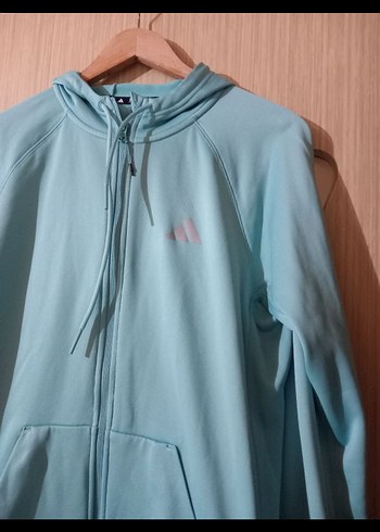 Kadın Mavi Kapüşonlu Fermuarlı Sweatshirt - Görsel 2