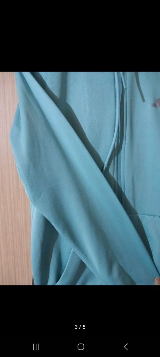 Kadın Mavi Kapüşonlu Fermuarlı Sweatshirt - Görsel 3