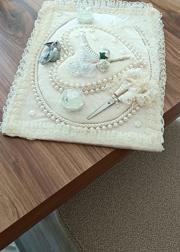 Vintage Boncuklu Beyaz Düğün Aksesuar Seti - Görsel 2