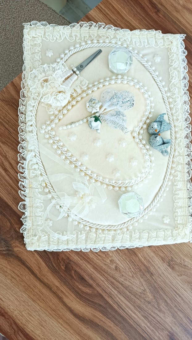 Vintage Boncuklu Beyaz Düğün Aksesuar Seti - Görsel 3