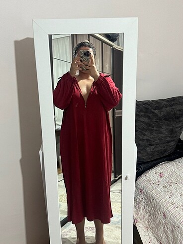 46 Beden Yakası Fermuarlı Triko Elbise