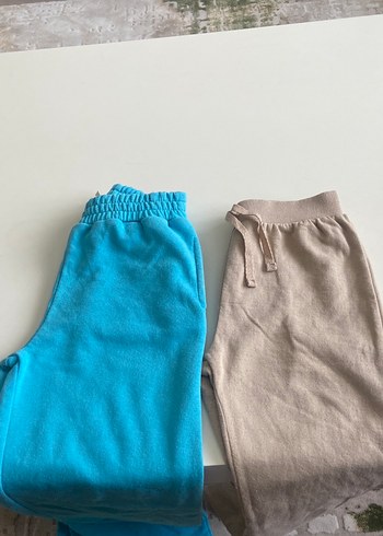 Mavi ve Bej çocuk  Sweatpant eşofman altı kışlık - Görsel 2