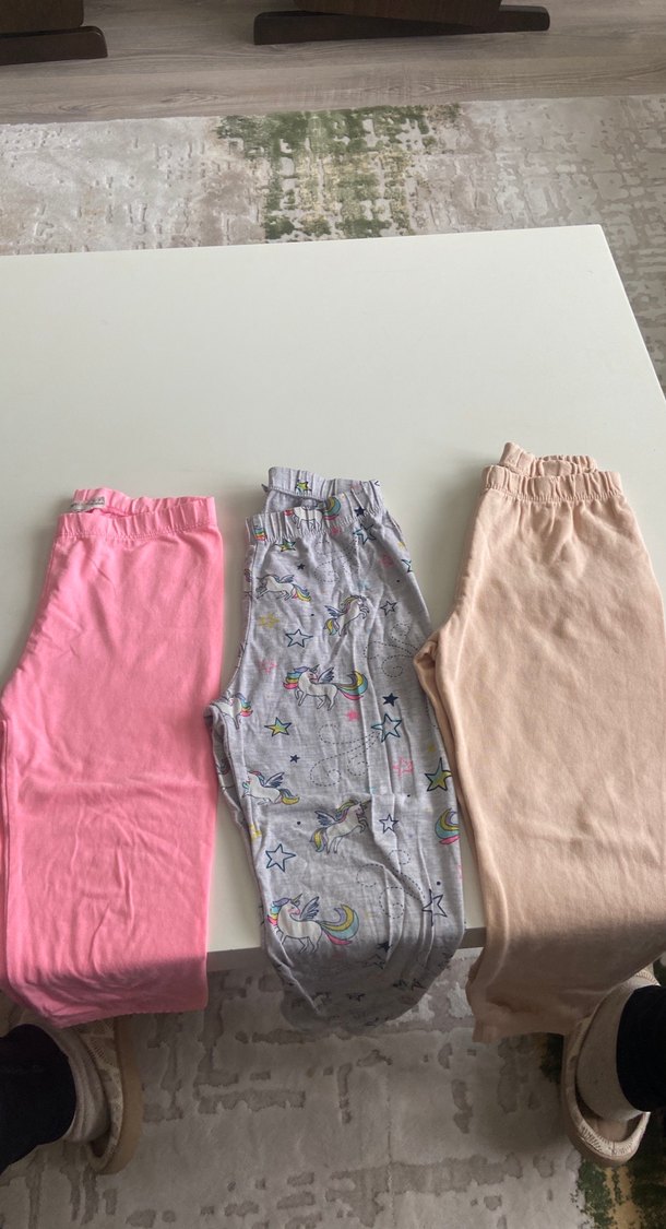 Kız Çocuk Pembe Pamuklu Rahat Tayt pijama eşofman 3 ü beraber - Görsel 2