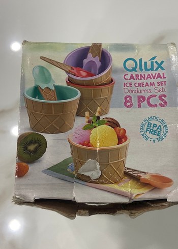 Qlux Pastel Renkli Dondurma Seti - Görsel 3