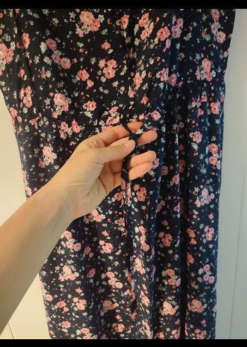 Çiçekli Uzun Askılı Kadın Elbise - Görsel 4