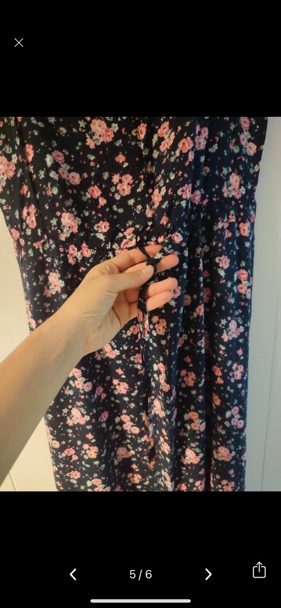 Çiçekli Uzun Askılı Kadın Elbise - Görsel 4