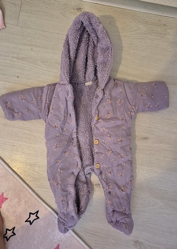 Mor Nakışlı Örgü Bebek Tulumu - Görsel 2