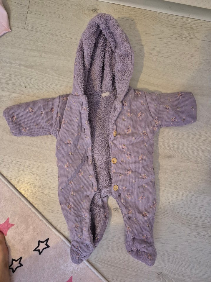 Mor Nakışlı Örgü Bebek Tulumu - Görsel 2