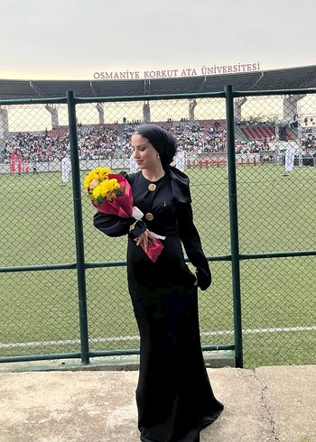 Abiye Uzun Kollu Siyah Gotik Kadın Elbise
