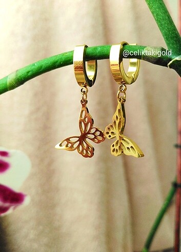 Accessorize Kelebek çelik GOLD küpe