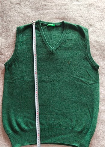 Benetton Yesil V Yaka Triko Suveter