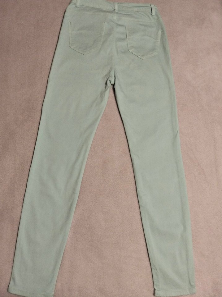 Mint Yeşili Slim Fit yüksek bel Pantolon — görsel 3/7