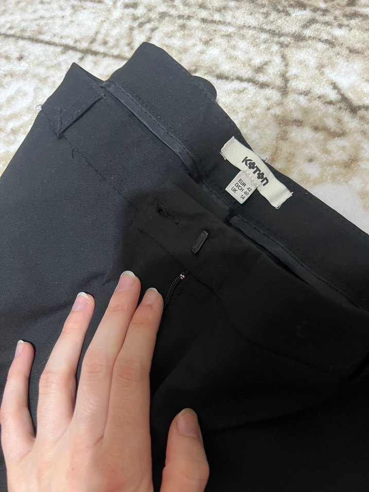 Siyah Kadın Koton Kumaş Pantolon - Görsel 2