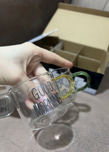 Renkli Kulplu Cam Kahve Fincanları Seti - Görsel 6