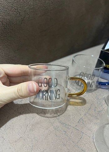 Renkli Kulplu Cam Kahve Fincanları Seti - Görsel 2