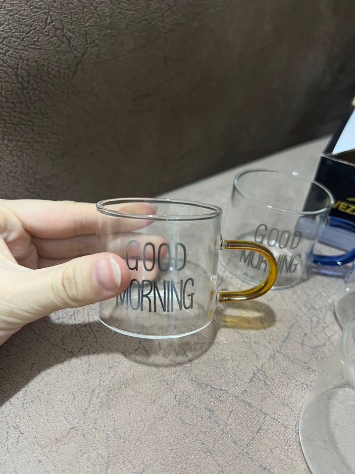 Renkli Kulplu Cam Kahve Fincanları Seti - Görsel 2