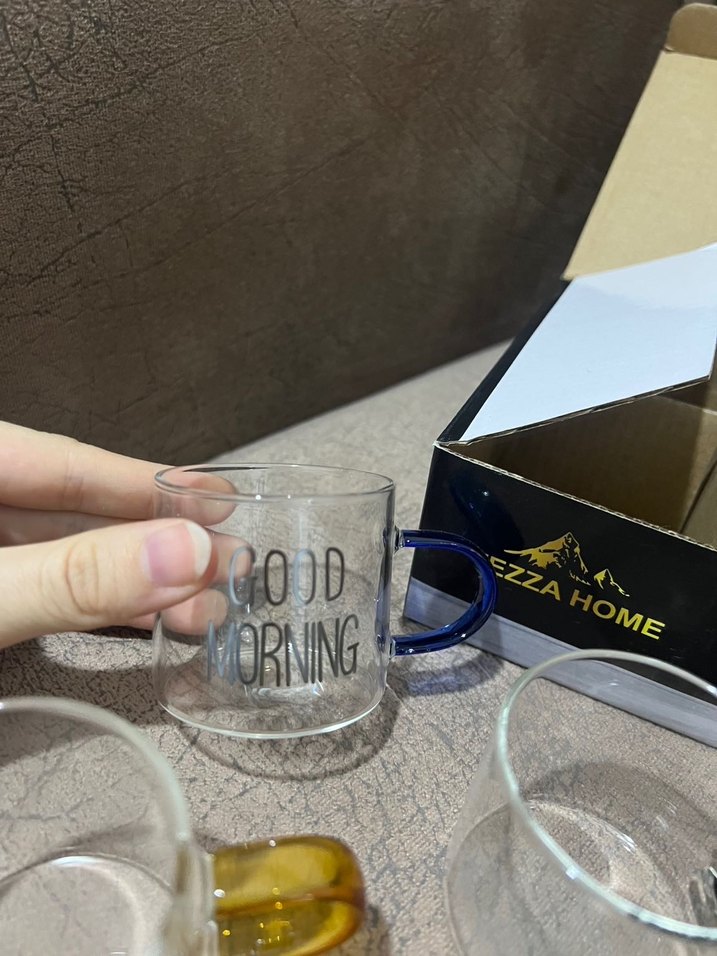 Renkli Kulplu Cam Kahve Fincanları Seti - Görsel 4