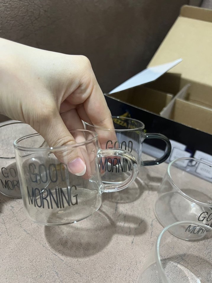 Renkli Kulplu Cam Kahve Fincanları Seti - Görsel 5