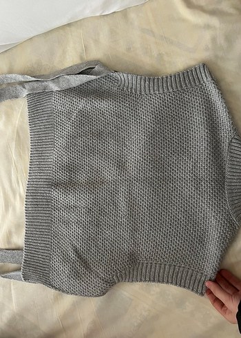 Gri Örgü Kadın Süveter - Görsel 2